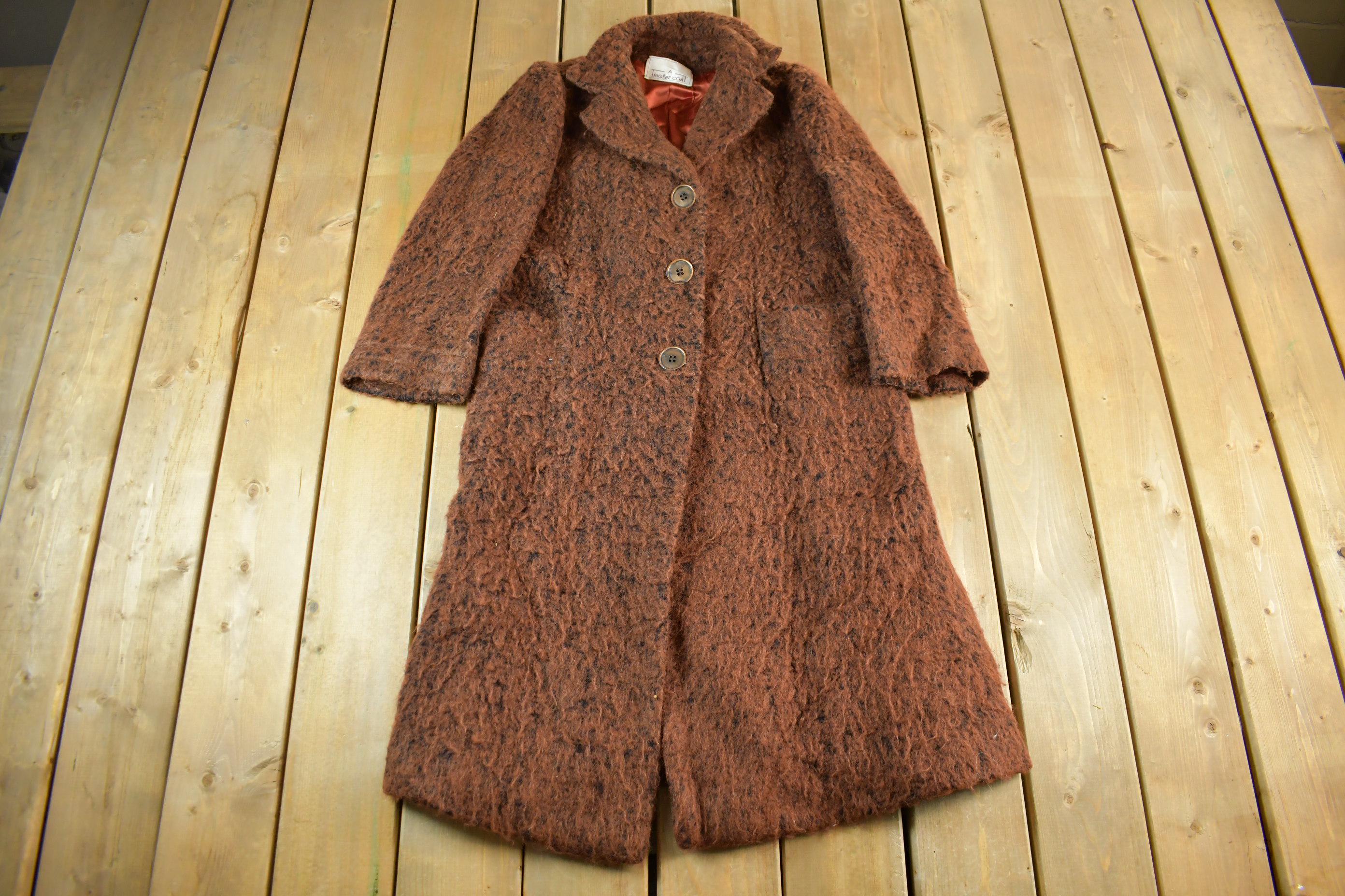 Vintage 1980s Trigere Coat Wool Full Length Overcoat Jacket