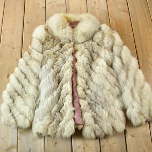 Vintage 1970s Arctic Fox White Fox Fur Mid LengthCoat Made In Canada