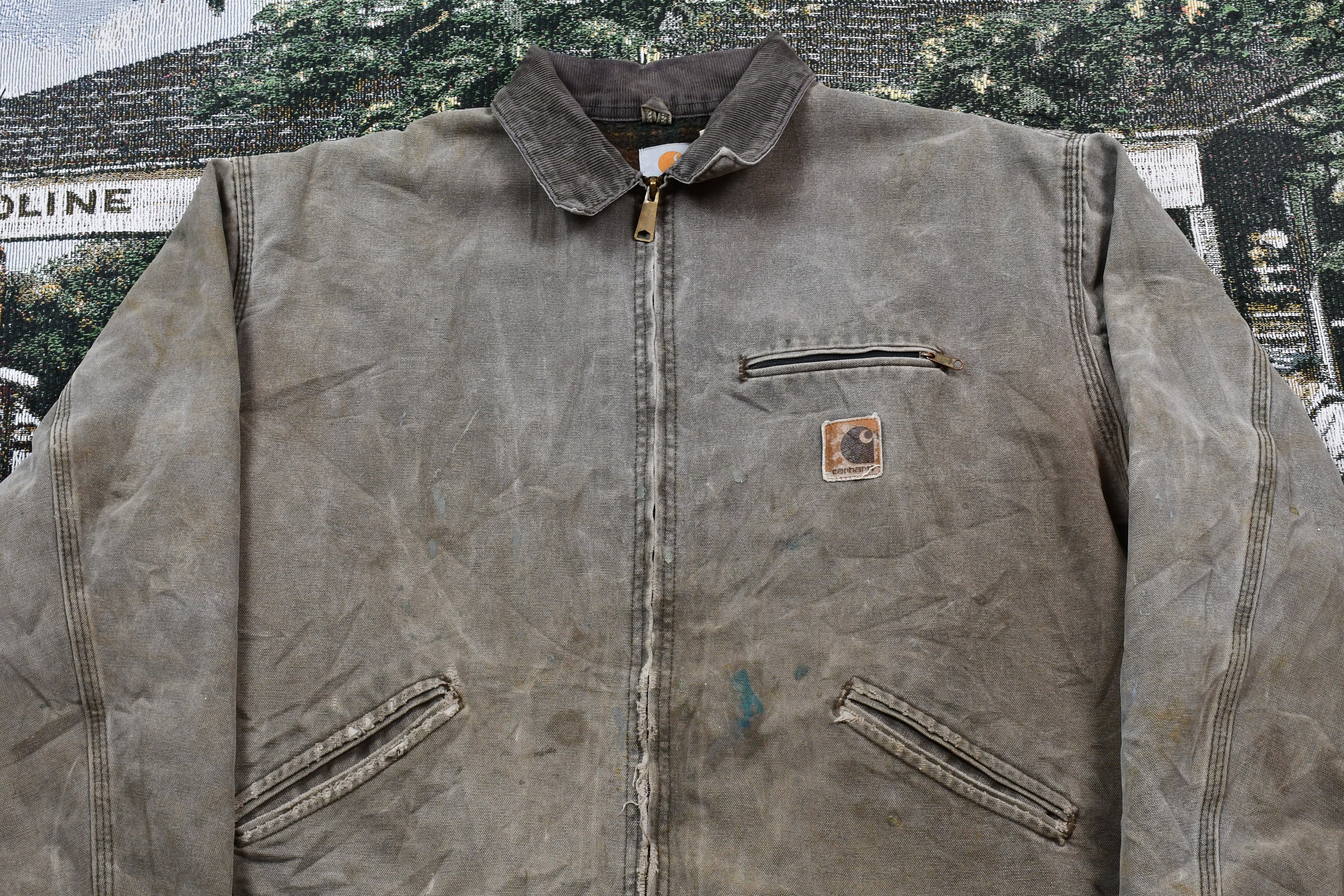 Vintage 1980s Distressed Carhartt Blanket Lined Detroit Jacket
