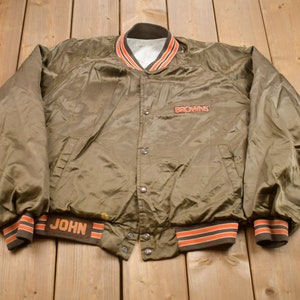 Vintage 1980s Cleveland Browns NFL Satin Bomber Jacket / Athleisure / Streetwear / Athletic Sportswear / Streetwear / 90s NFL Satin Jacket