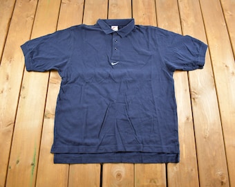 Vintage 1990s Nike Mid Swoosh Embroidered Polo T-Shirt / 90s / Vintage Streetwear / 90s Nike / Nike White Tag / Golf Shirt