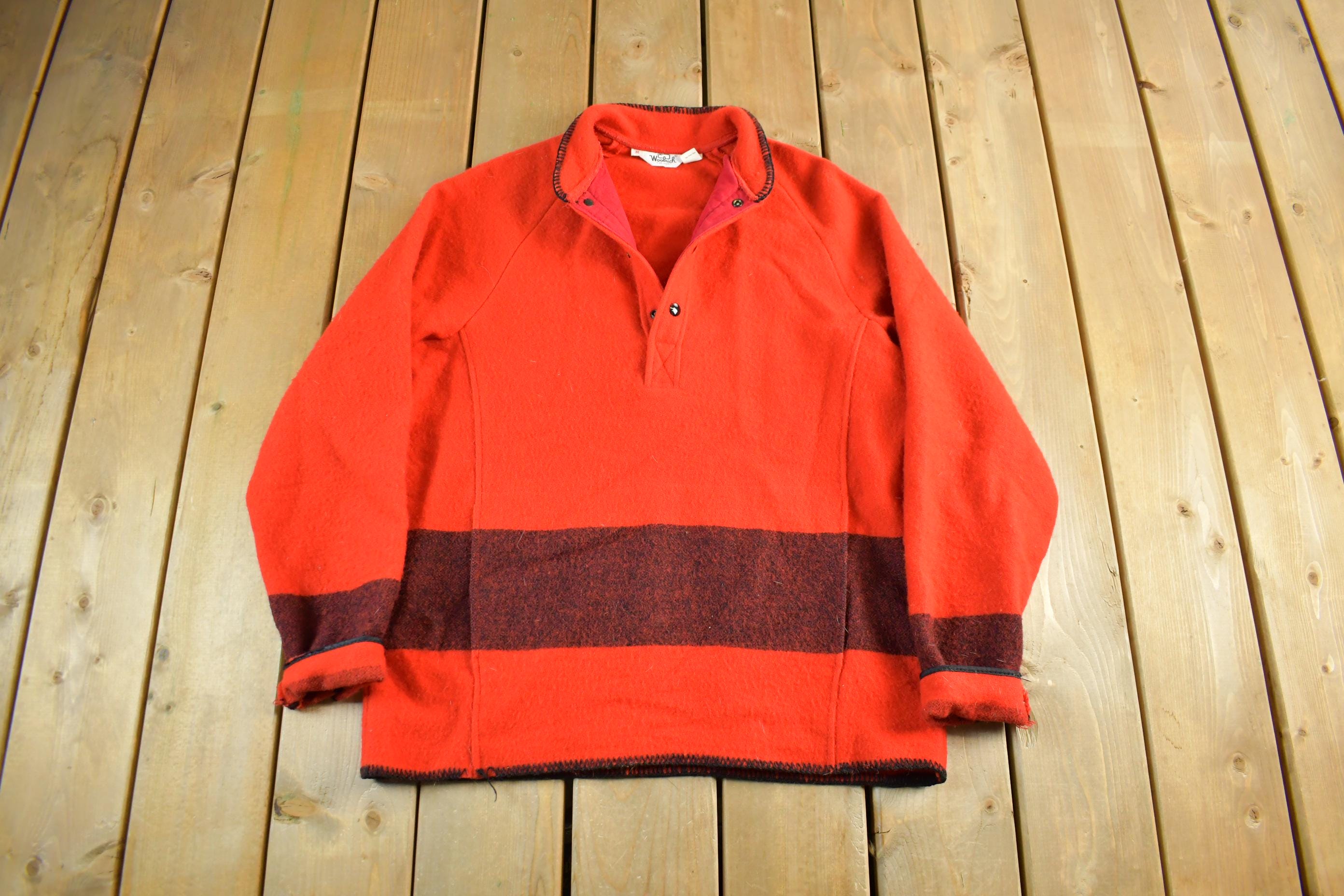 Vintage 1980s Woolrich Wool Henley Sweater Men's Medium / 80s