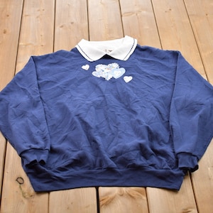 Vintage 1990s Heart Theme Collared Sweater / 90s Sweater / Grandma Sweater / Streetwear / Top Stitch / Love Theme