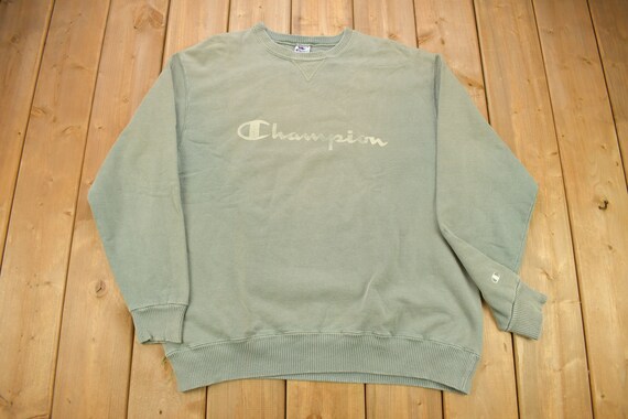 Vintage 1990s Champion Teal Crewneck Sweatshirt /… - image 1