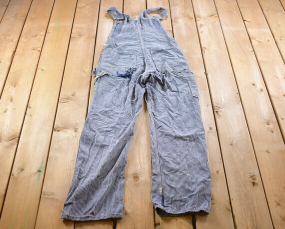 Vintage 1970s Big Smith Striped Overalls Size Lar… - image 4