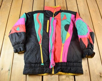 Vintage 1980s Gallery Colourful All Over Jacket / Abstract Jacket / Size XS / Womenswear / Rainbow