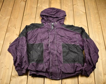 Vintage 1990s Nike Big Swoosh Full Zip Color Block Windbreaker Jacket / Embroidered / Earth Tones / Streetwear / Athleisure / White Tag