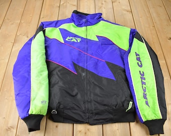 Vintage 1990s Arctic Cat Snowmobile Racing Jacket / Thinsulate 3M / Winter Sports / Streetwear / Color Block / With Liner Jacket