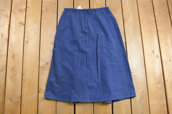 True Vintage 1990s April Cornell Denim Skirt Size… - image 1