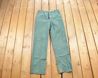 Vintage 1980s Mint Green Wool Trousers Size / 1980s Wool Pants / No Tag / True Vintage / Date Night / Dress