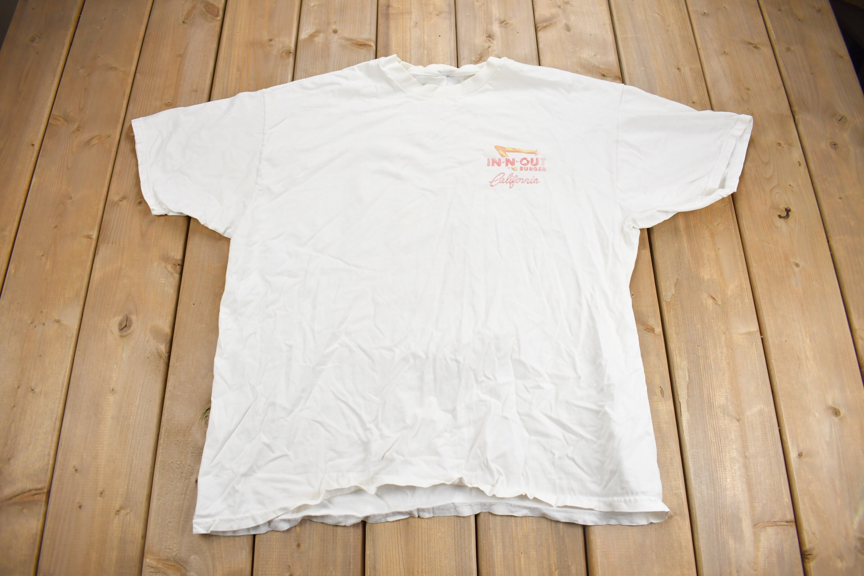 T-shirt Vintage In-N-Out California Hanes 2005 – Blanc – Taille 2XL