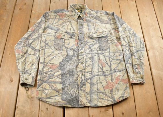 Vintage 1990s Cabelas Skyline Camo Camouflage Button up