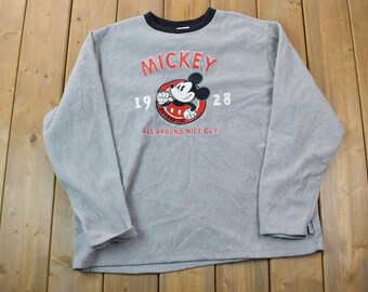 Vintage 1990s Mickey Mouse Fleece Disney Store Exclusive Crewneck / Vintage Sweatshirt / Vintage Disney / Mickey / Embroidered / Made In USA