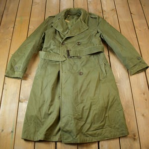 Vintage 1950S US Military OG 107 Trench Coat with Liner