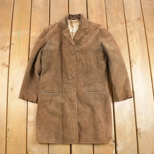 Veste pleine longueur en cuir suédé Eglseder vintage des années 1970/Vêtements d&#39;extérieur d&#39;automne/Manteau en cuir/Vêtements d&#39;extérieur d&#39;hiver/Veste en daim mode streetwear