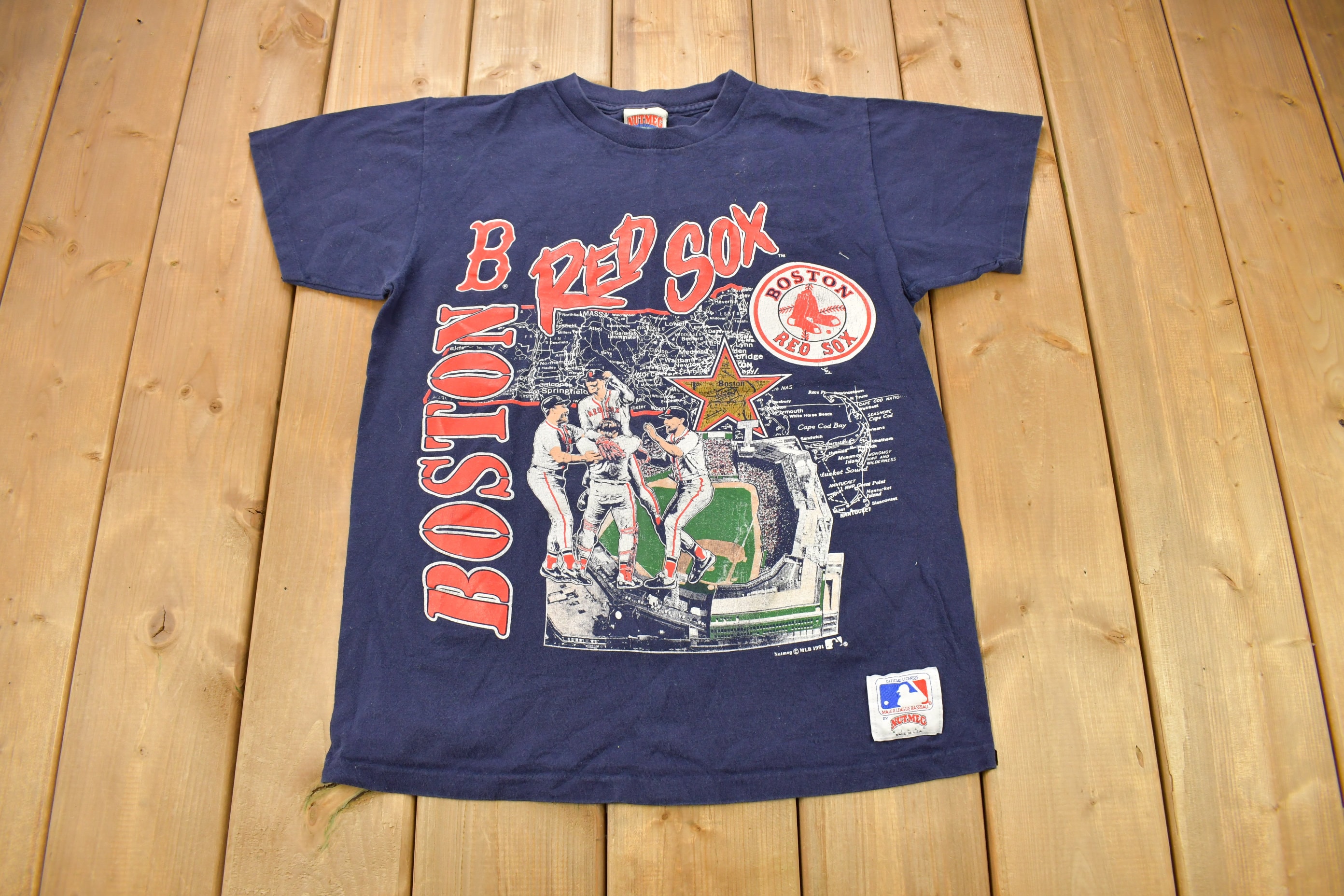 Boston Red Sox T Shirt Men XL Adult MLB Baseball Logo Retro Cowboy