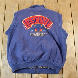 Vintage 1990s Descente Ski Collection Fleece Sweater Vest / Outdoorsman / 90s Sweater / Streetwear / Hiking / Fleece Zip up