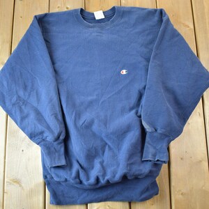 Vintage 1990s Champion Reverse Weave Navy Crewneck Sweatshirt / Vintage Champion / Vintage Pullover / Streetwear / Athleisure Sportswear