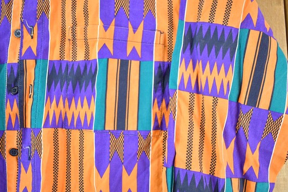 Vintage 1990s Abstract Pattern Aztec Button Up We… - image 4