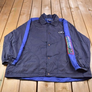 Vintage 1990s Polo Sport Ralph Lauren Blue Windbreaker / Vintage Polo Sport Jacket / Patchwork / Outerwear /  Button Up