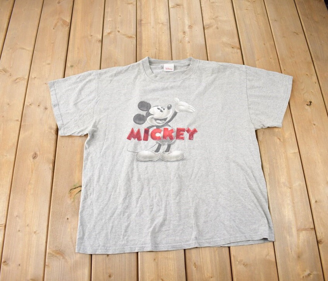 Vintage 1990s Disney Store Mickey Mouse Grey Graphic T-shirt Size L - Etsy