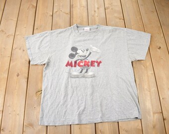 Vintage 1990s Disney Store Mickey Mouse Grey Graphic T-Shirt Size L