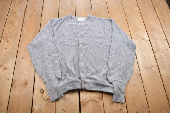 Vintage 1990s Grey Jeff Links Knitted Cardigan Sweater / - Etsy