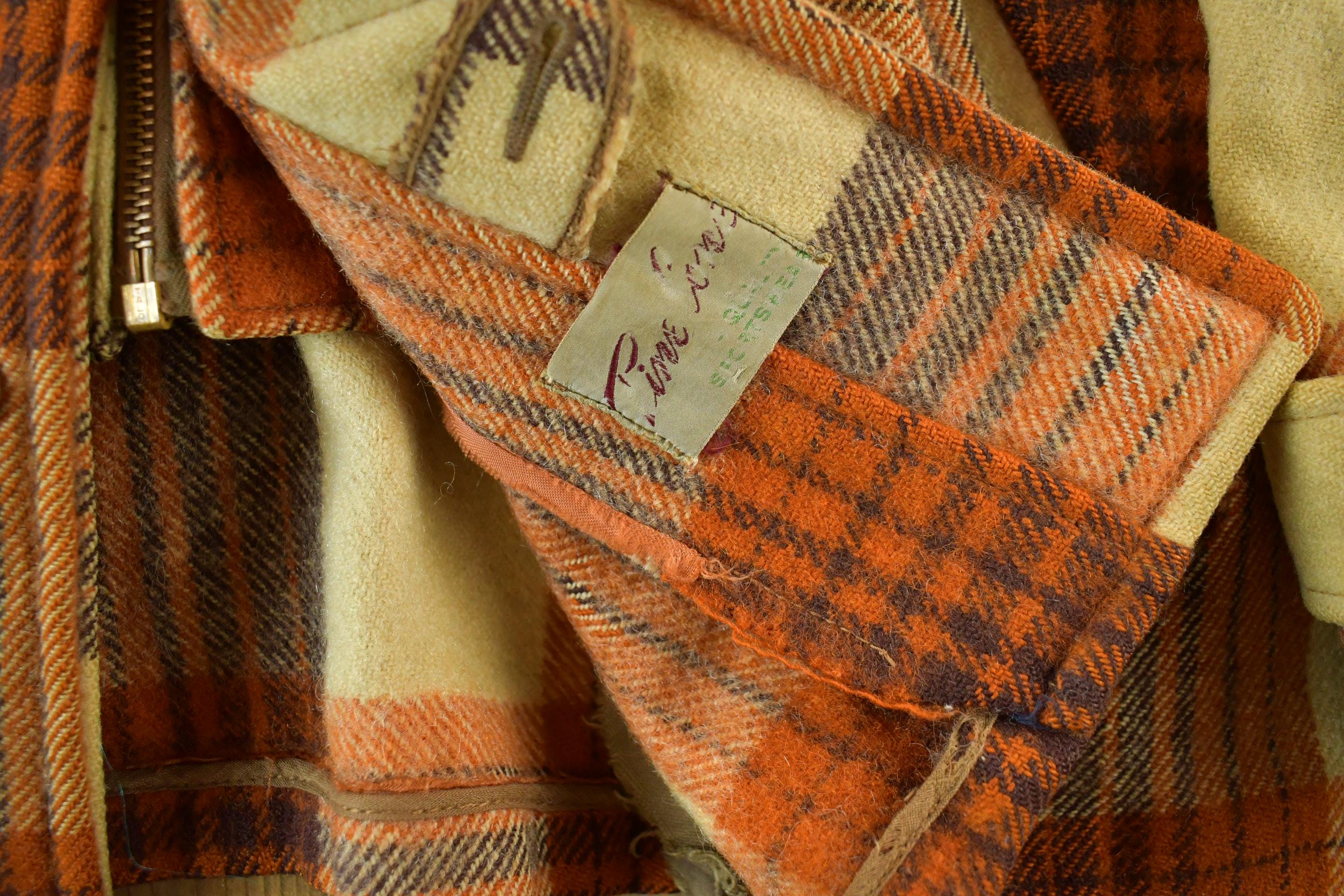Vintage 50s 60s Jacket / Wool Plaid Full Zip Coat / 1950s True 