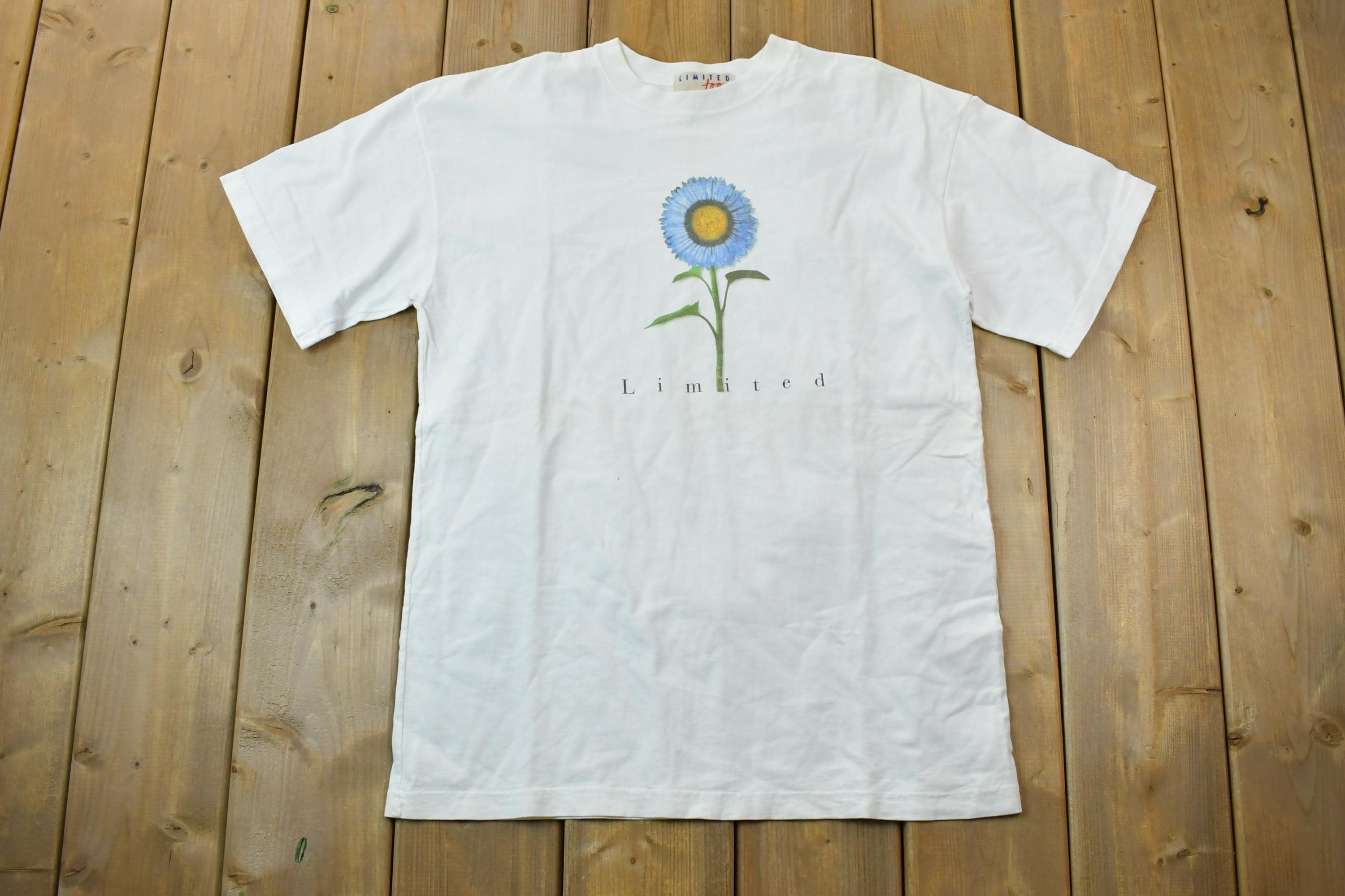 Vintage 1990s Limited Too Blue Flower Graphic T-Shirt / Vintage T Shirt / Streetwear / Graphic Tee / Single Stitch / Made In USA