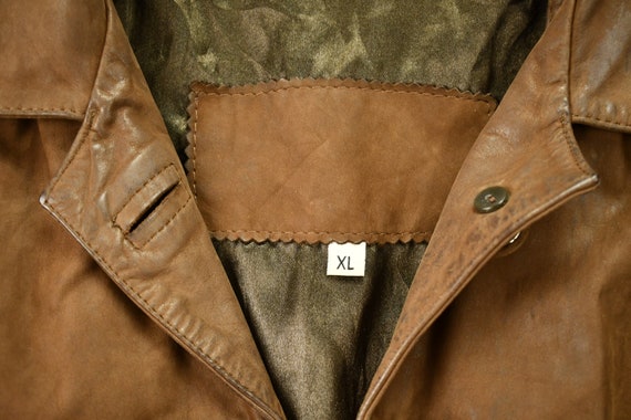 Vintage 1990s Leather Overcoat Jacket / Fall Oute… - image 3