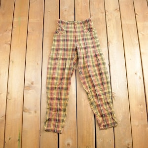 Vintage 1980s EOC By Freego Plaid Pants Size 27x27 / Golf Pants / Abstract Pattern / Streetwear Fashion / Vintage Pants/ Checkered