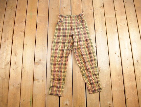 Vintage 1980s EOC By Freego Plaid Pants Size 27x2… - image 1