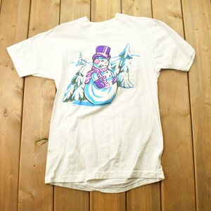 Vintage 1990s Winter Snowman Graphic T Shirt / Snowman Tee / Cute T Shirt / 80s / 90s / Streetwear / Outdoors / Made In USA