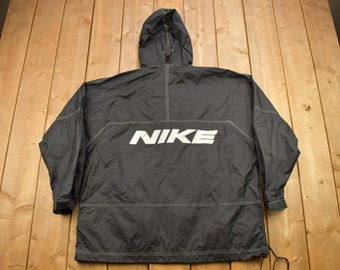 Vintage 1990s Nike Mini Swoosh Half Zip Windbreaker Jacket / Embroidered / Streetwear / Vintage Nike Jacket / Half Zip Windbreaker