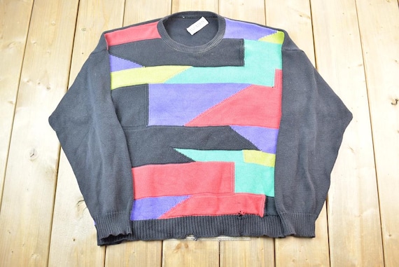 Vintage 1990s Equation Homme Abstract Pattern Knit Crewneck 