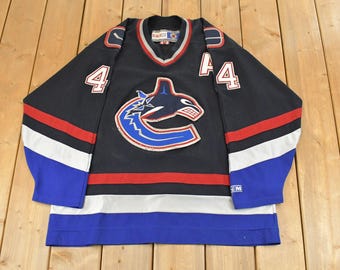Vintage Vancouver Canucks Hockey Jersey 90s CCM NHL Black Mesh