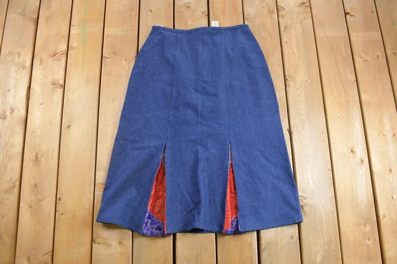 True Vintage 1990s April Cornell Denim Skirt Size… - image 2