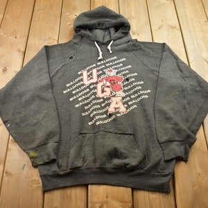 Vintage 1980s University of Georgia Bulldogs Collegiate Hoodie / Very Distressed / Made in USA / NCAA Sweatshirt / Sportswear / Americana