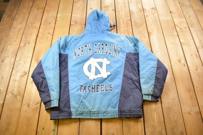 Vintage 1990s University Of North Carolina Tar Heels Puffer Jacket / Sportswear / Streetwear / Collegiate Jacket / Color Block / UNC image 1
