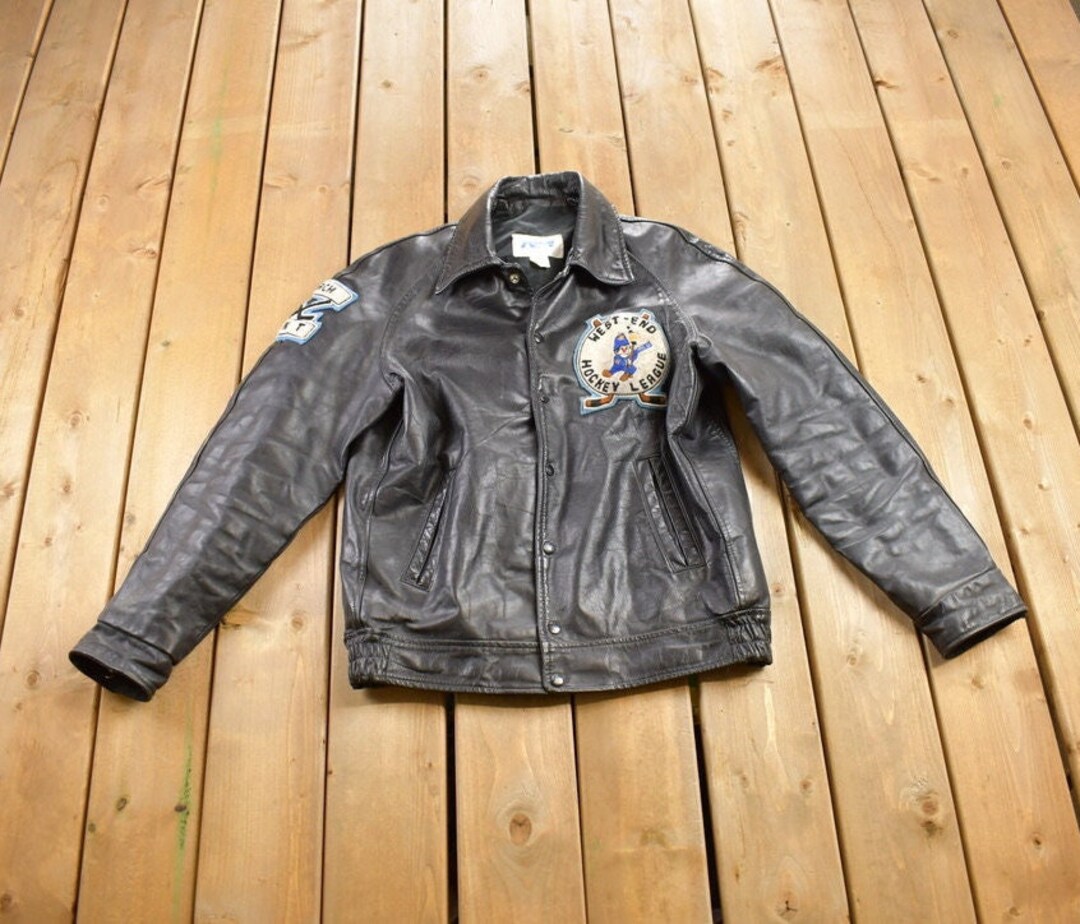 Vintage 1980s Astro Sportswear Leather Varsity Hockey Jacket Vintage 1980s Astro Sportswear Leather Varsity Hockey Jacket