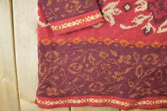 Vintage 1990s Basic Editions Red Knit Crewneck Sw… - image 5