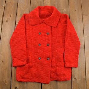 Vintage 1960s Collared Knit Cardigan Sweater / 60s / Hand Knit / Vintage Cardigan / Button Up / True Vintage