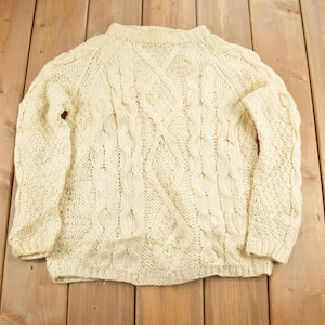 Vintage 1970s Sears Roebuck 3D Cable Knit Sweater / Made in Italy / True Vintage / 100% Wool Sweater