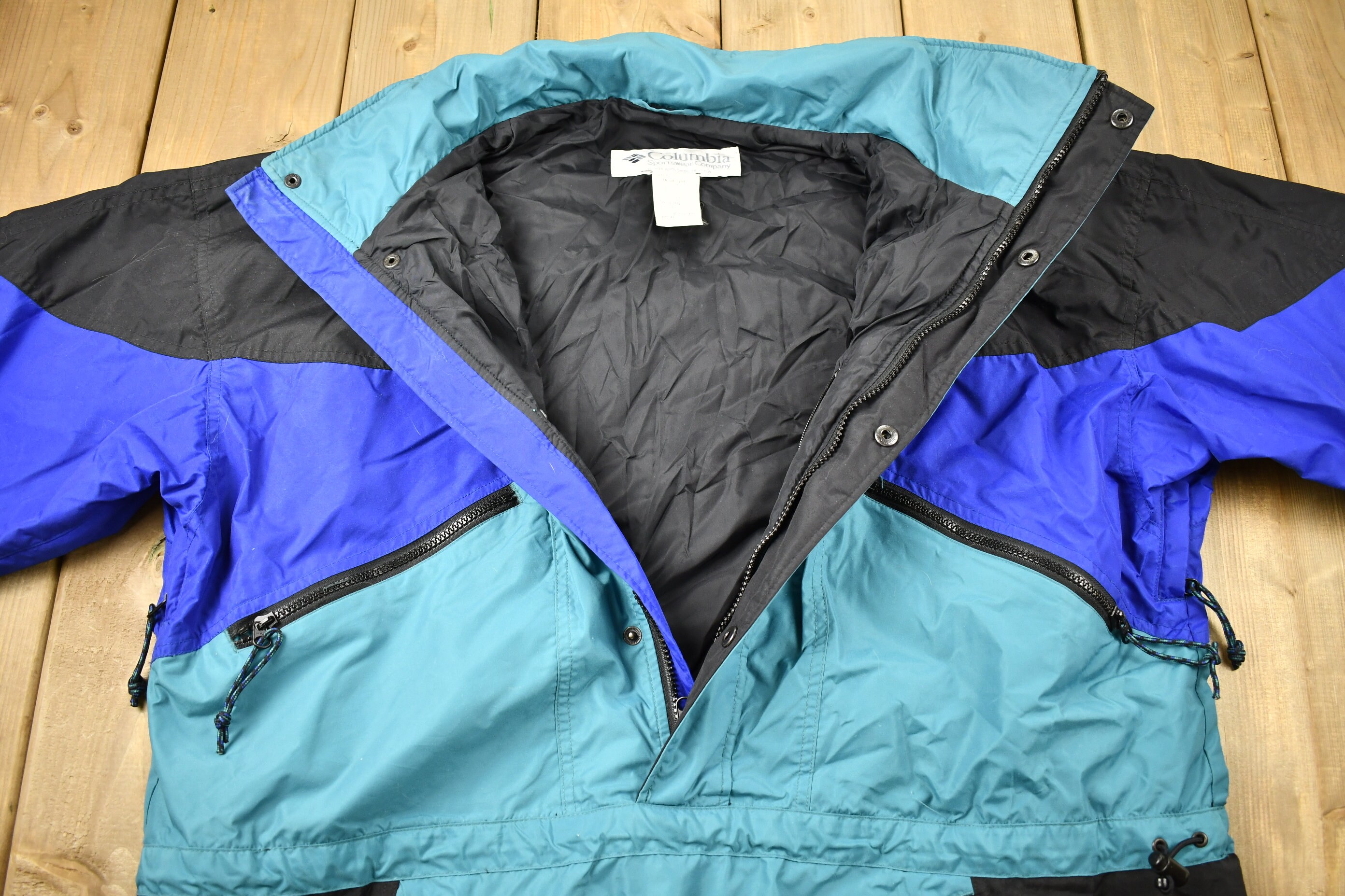 Vintage 1990s Columbia Sportswear Half Zip Color Block Windbreaker 