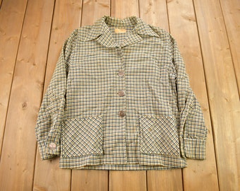 Vintage 1950s Pendleton Plaid Button Up Blazer Jacket / 100% Virgin Wool / True Vintage / Made In USA / Flannel