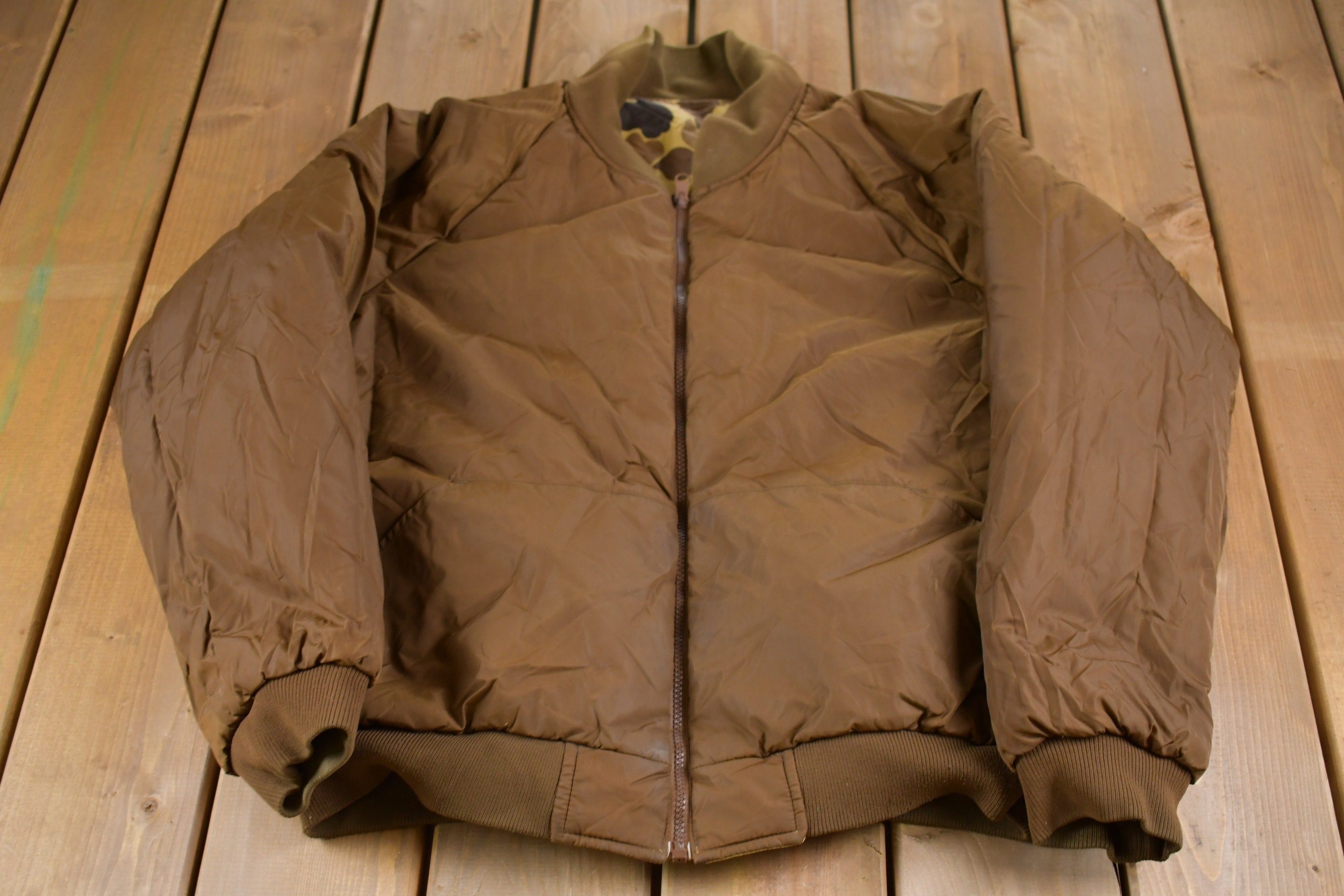Vintage 1990s Columbia Camo Reversible Puffer Jacket / Goose Down 