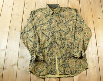 Vintage 90s Jack Lipson Western Button Up Shirt / Vintage Flannel / Paisley Button Up / Cowboy Shirt