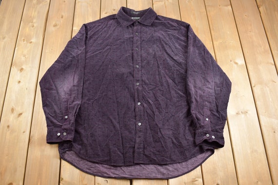 brandini dress shirts Vintage 1990's Brandini Button up Shirt / 90s / 80s / 1990's Button up /  Vintage Flannel / Casual Wear / Formal Shirt / Purple Button Up