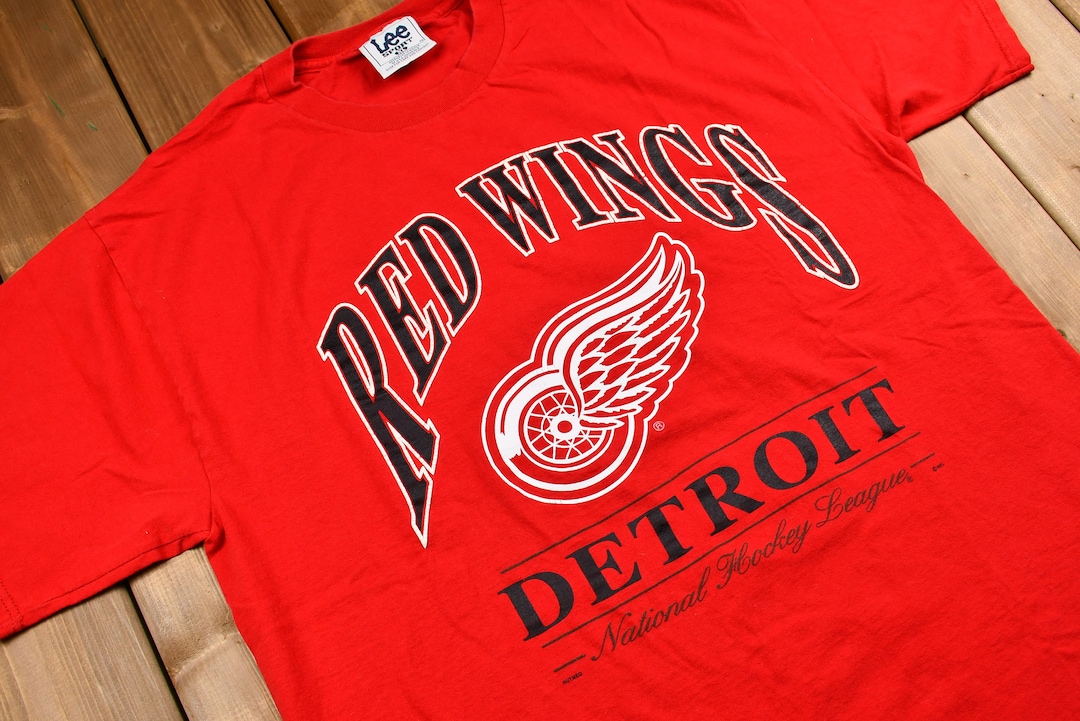A1 Vintage Detroit Red Wings NHL Long Sleeve Shirt Adult Large