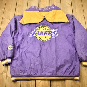 Vintage 1990s Los Angeles Lakers NBA Full Zip Puffer Jacket / Game Day Jacket / Lakers / Color Block / Sportswear / Patchwork / Embroidered